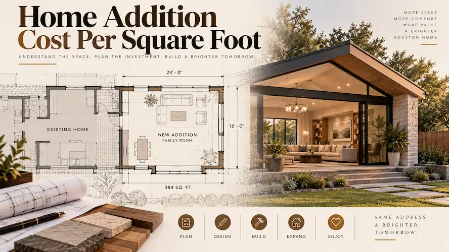 Home addition cost per square foot shown with an architectural floor plan
